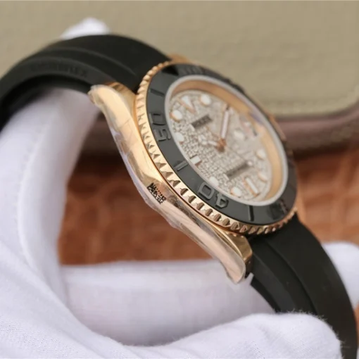 YACHT MASTER 1 GOLDEN DIAMOND DIAL RUBBER STRAP 40MM m126655-0005 - Image 6