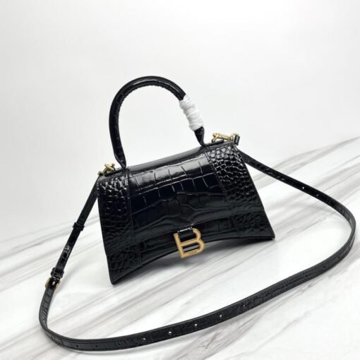 Balenciaga WOMEN’S HOURGLASS SMALL HANDBAG CROCODILE EMBOSSED - Image 2