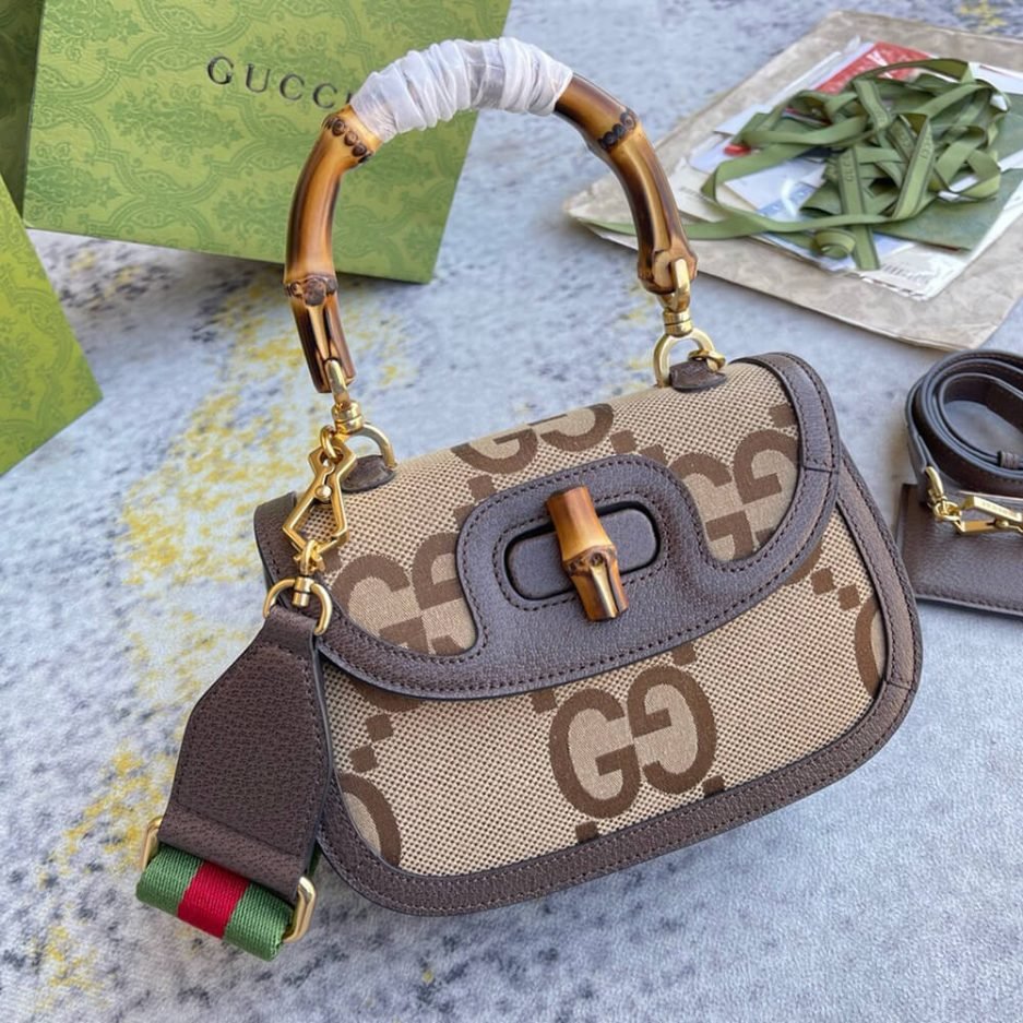 GUCCI BAMBOO 1947 JUMBO GG SMALL TOP HANDLE BAG - Image 3