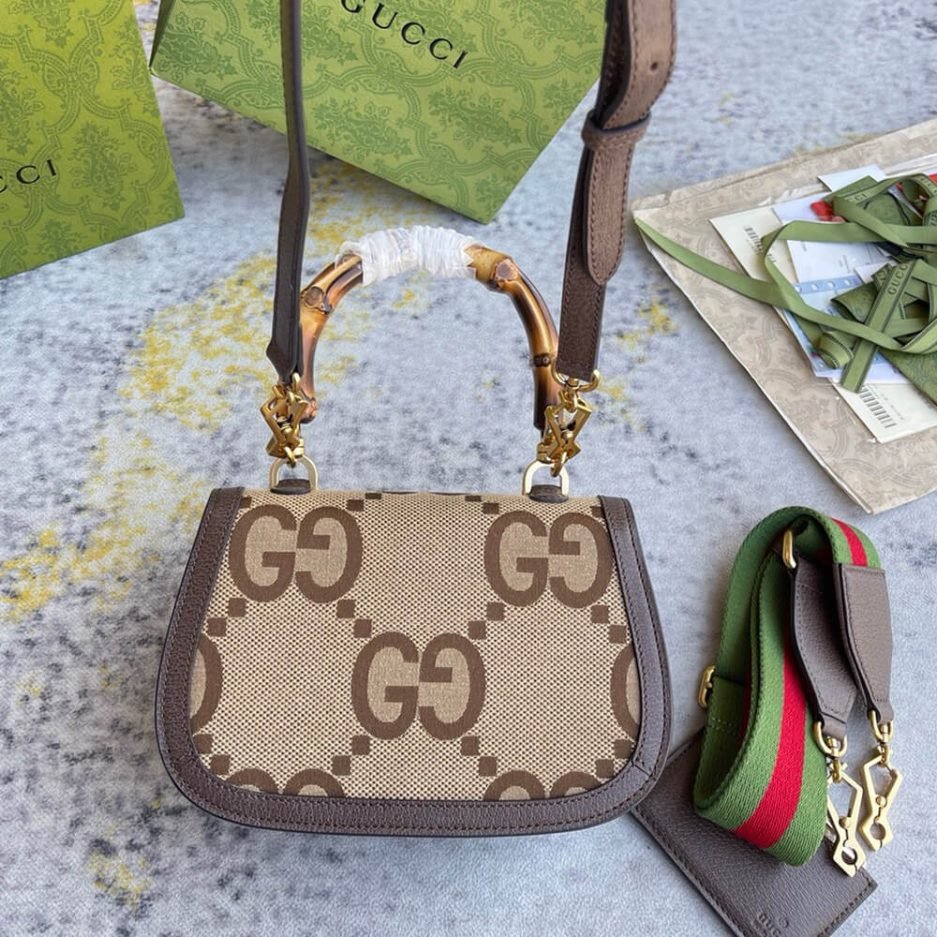 GUCCI BAMBOO 1947 JUMBO GG SMALL TOP HANDLE BAG - Image 5