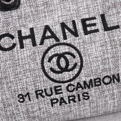 CHANEL Woven Straw Raffia Striped Medium Deauville Tote - Image 6