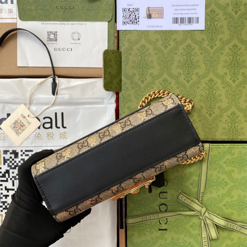 Padlock small GG bees shoulder bag - Image 6