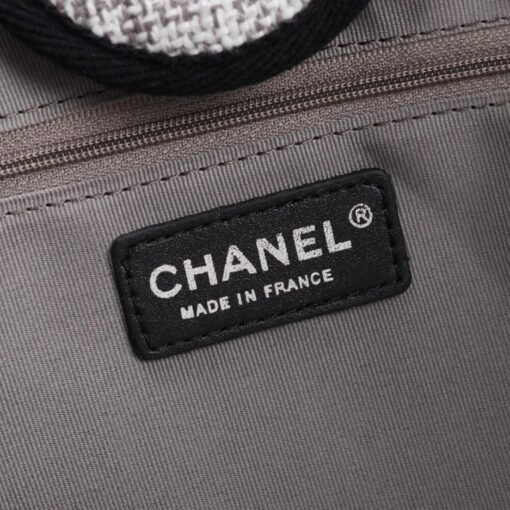 CHANEL Woven Straw Raffia Striped Medium Deauville Tote - Image 7
