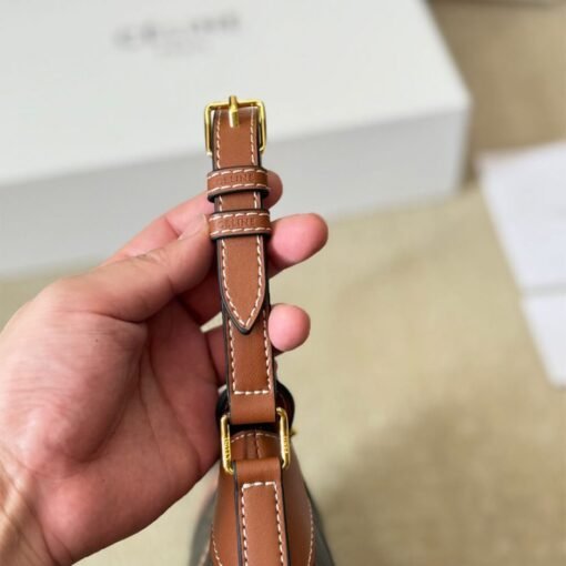 CELINE STRIPED LOGO PRINTED COW LEATHER HOBO BAG - Image 7