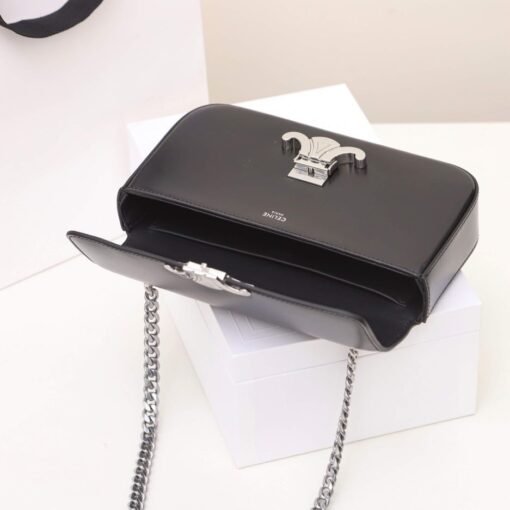 CELINE CLAUDE shiny cowhide leather chain shoulder bag - Image 8