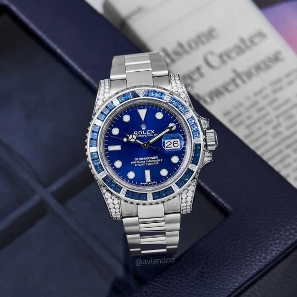 Rolex Submariner Date 116659 SABR 18k White Gold Diamonds Sapphires UNWORN(AAAAA version) - Image 4