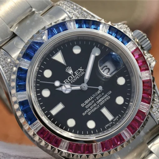 SUBMARINER SILVER BLUE / RED DIAMOND 40MM 116759 SAru-78209 - Image 5